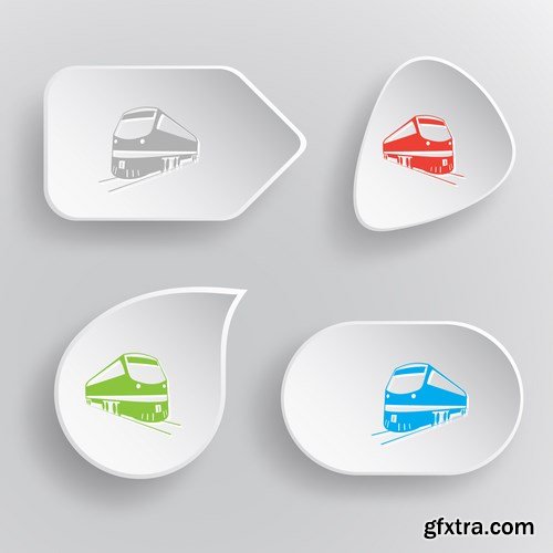 White flat vector buttons - 10 EPS