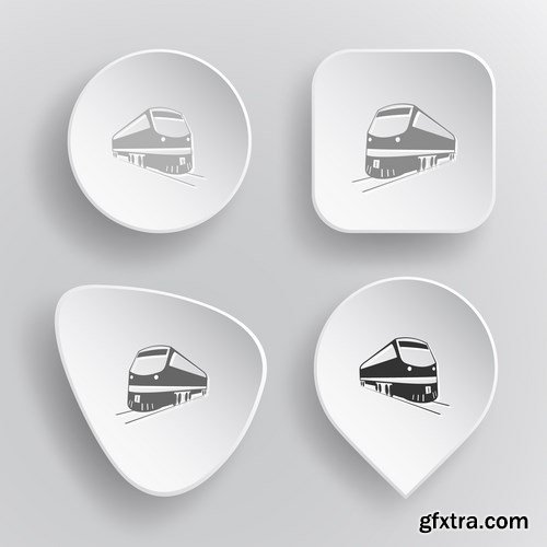 White flat vector buttons - 10 EPS