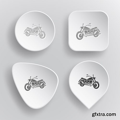 White flat vector buttons - 10 EPS