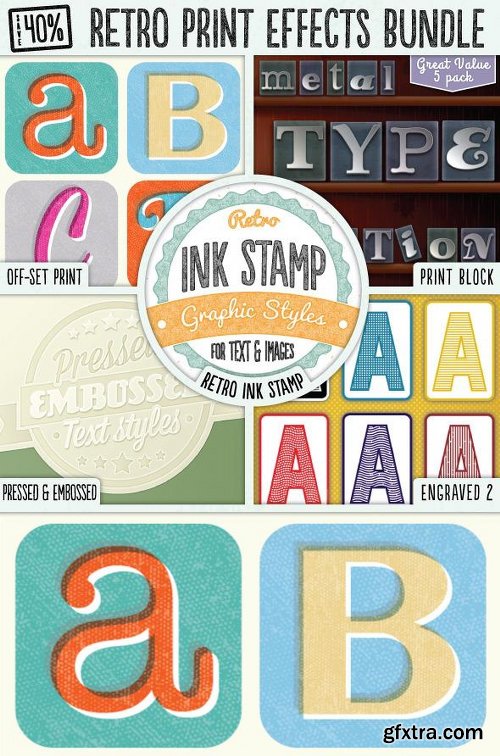 Graphicriver Retro Print Text Effects Bundle 8375772