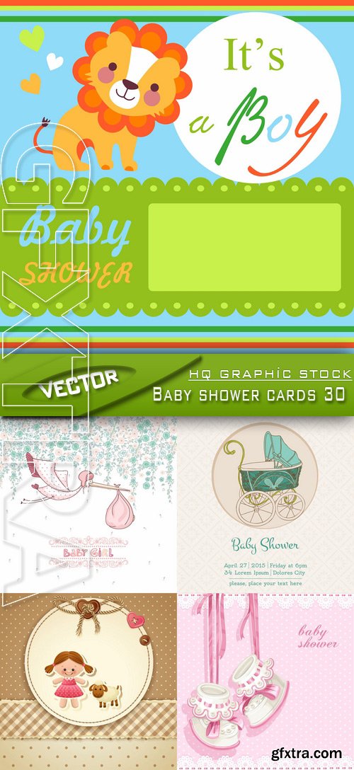 Stock Vector - Baby shower cards 30