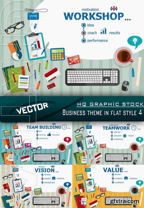 Stock Vector - Business theme in flat style 4