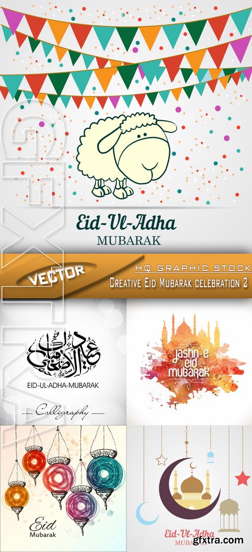 Stock Vector - Creative Eid Mubarak celebration 2