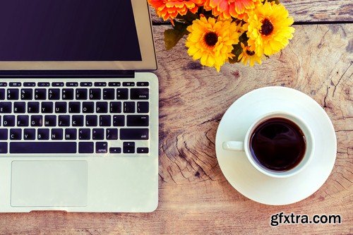 Laptop and cup of coffee