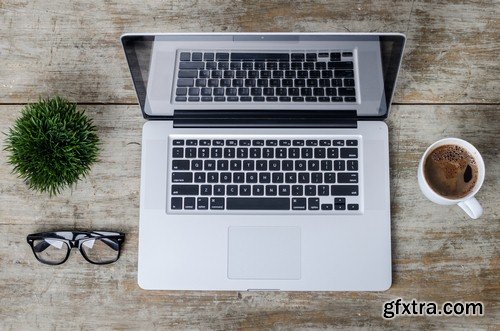 Laptop and cup of coffee