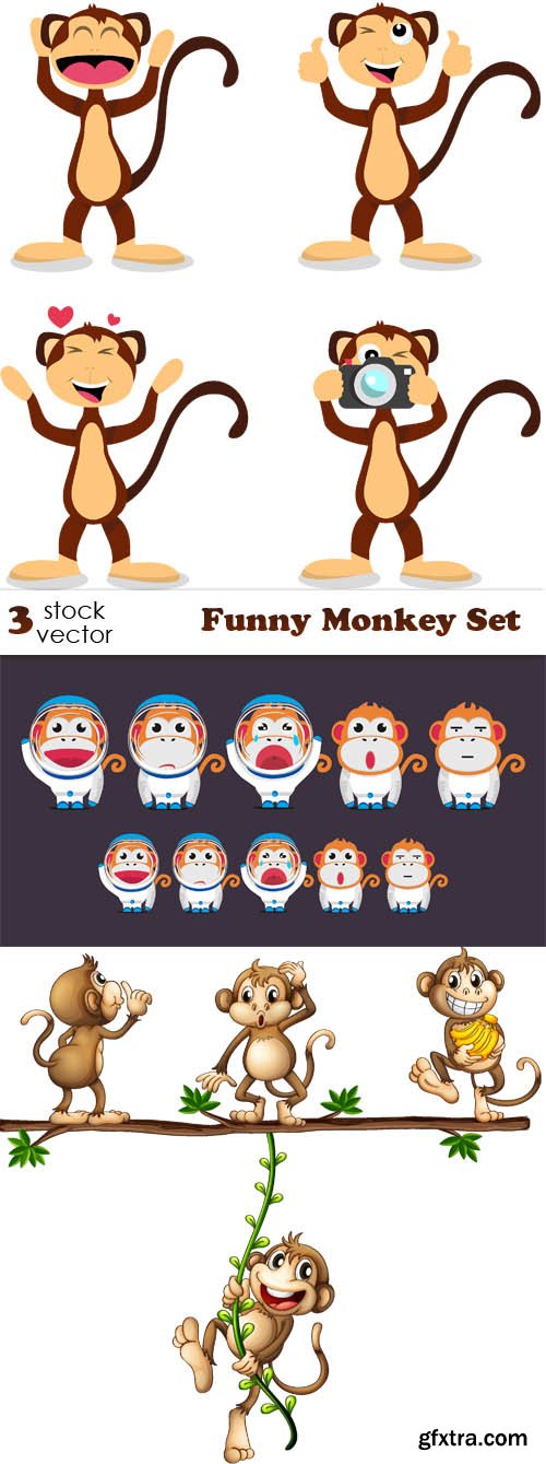 Vectors - Funny Monkey Set