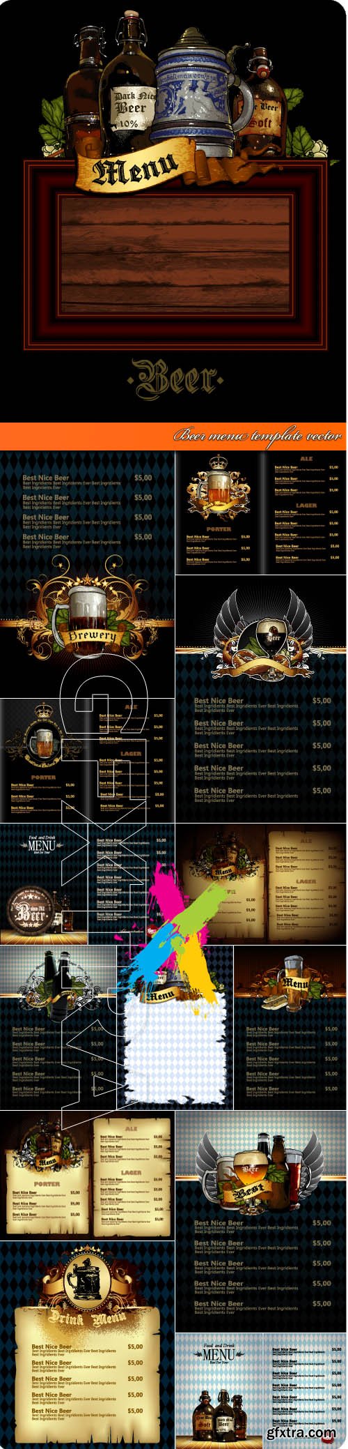 Beer menu template vector