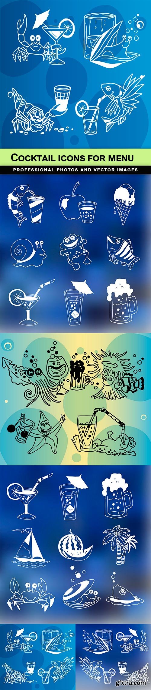 Cocktail Icons for menu - 5 EPS
