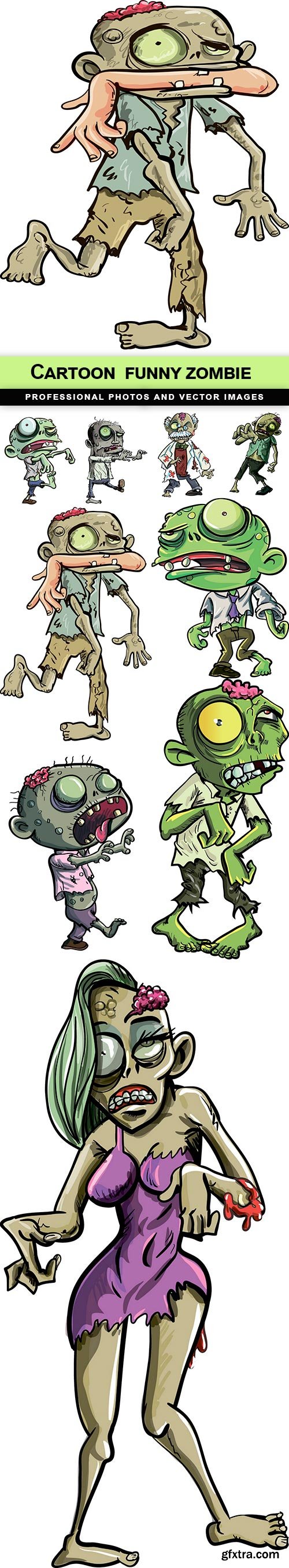 Cartoon funny zombie - 9 EPS