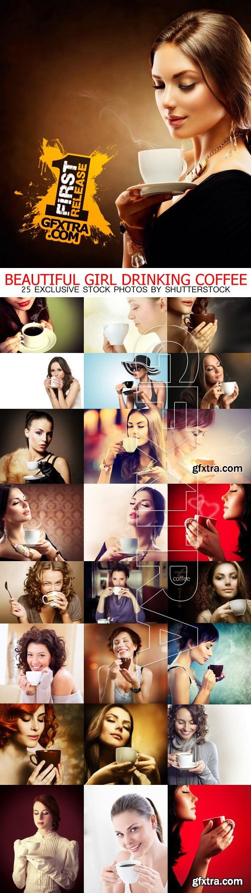 Beautiful Girl Drinking Coffee 25xJPG