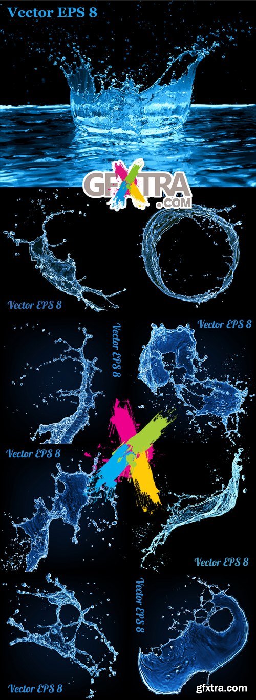 Water Splashes Vector 4