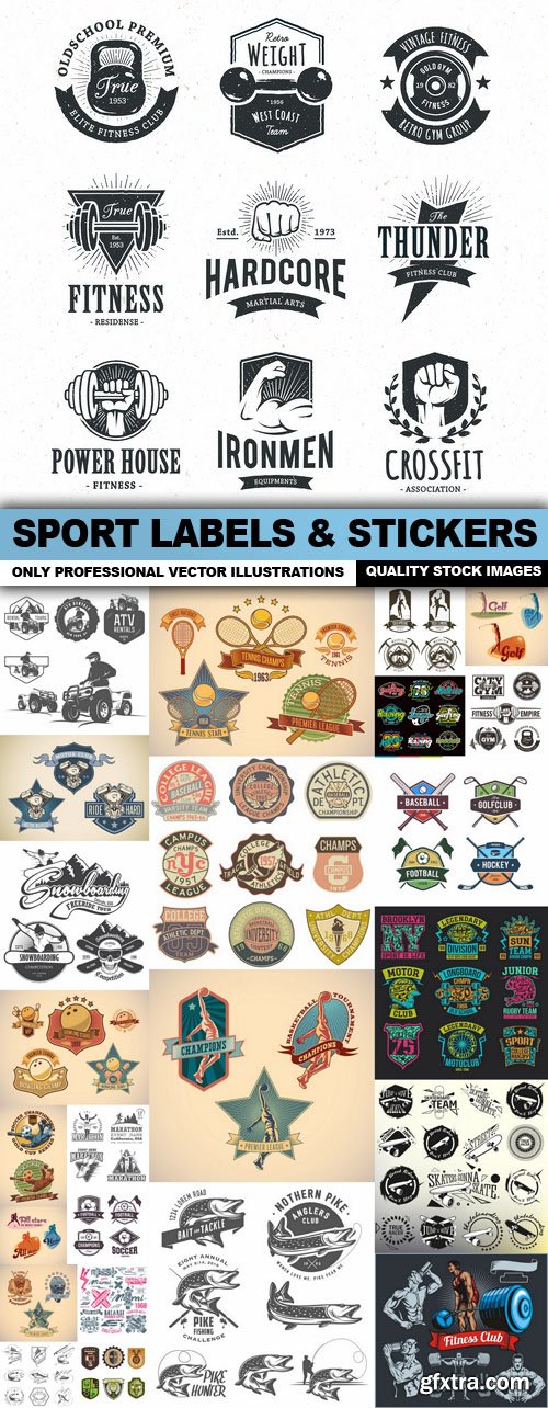 Sport Labels &amp; Stickers - 25 Vector