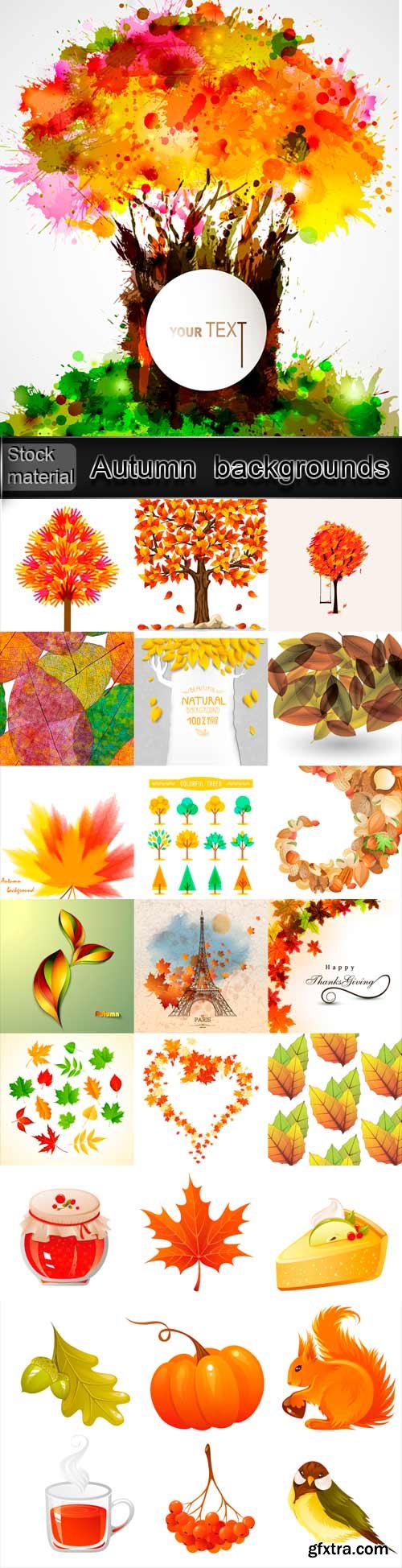 Autumn vector backgrounds with trees and leaves