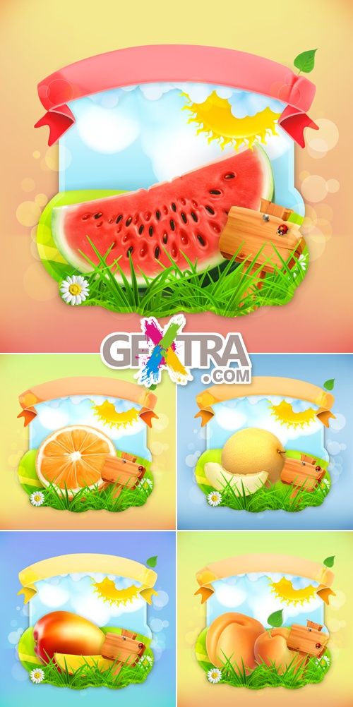 Fruits Labels Vector