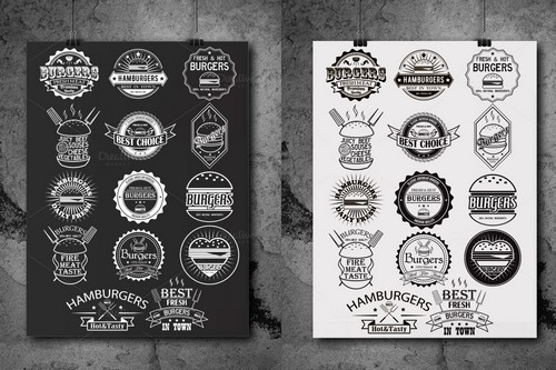 CM - 30 Burgers and barbecue logos bundle - 375882