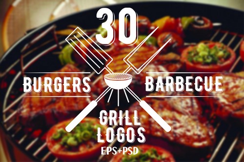 CM - 30 Burgers and barbecue logos bundle - 375882