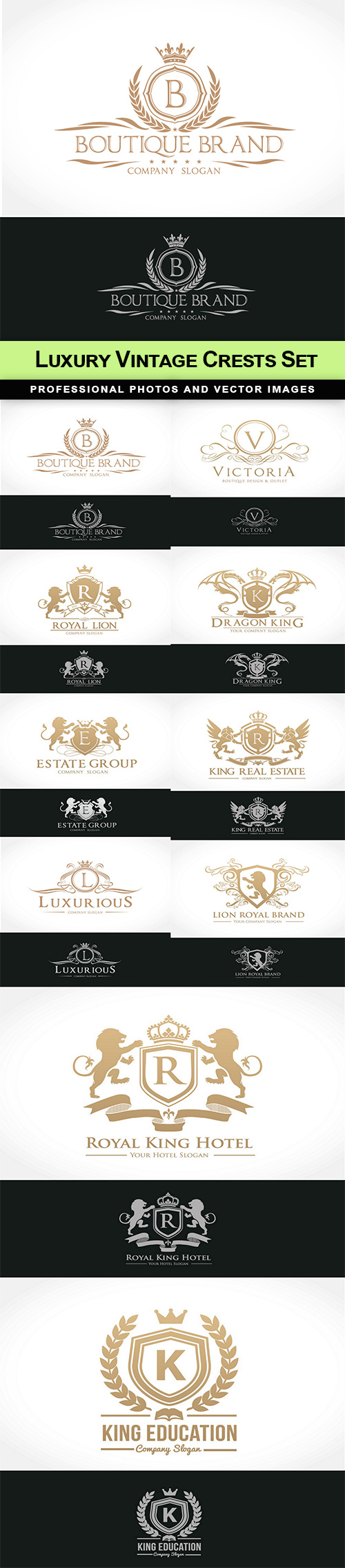 Luxury Vintage Crests Set - 10 EPS