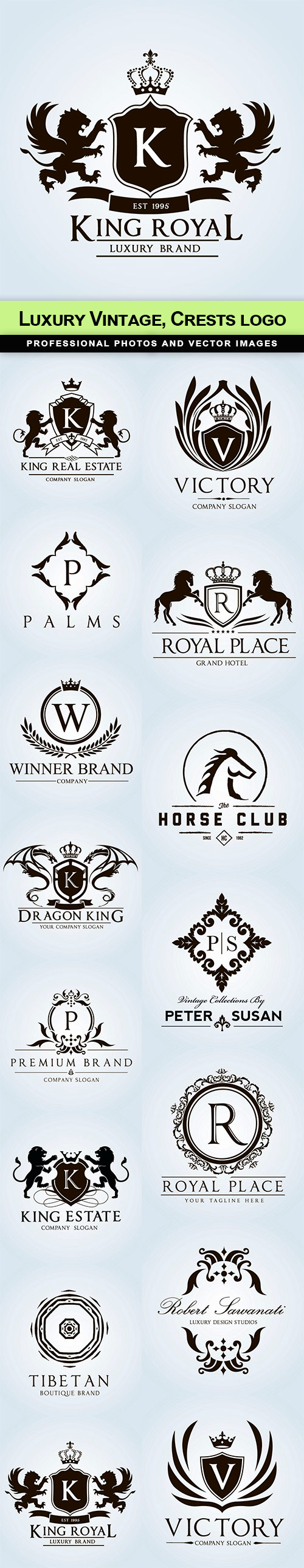 Luxury Vintage, Crests logo - 15 EPS