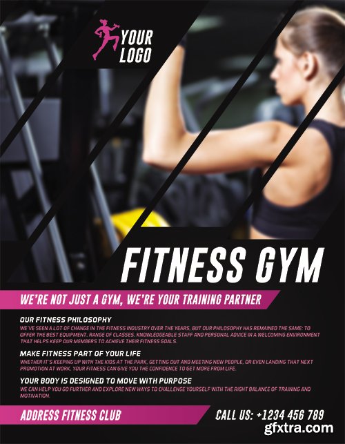 Fitness Gym Design V03 Flyer PSD Template + Facebook Cover