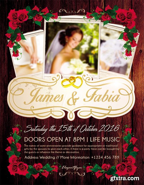 Classy Wedding Flyer PSD Template + Facebook Cover