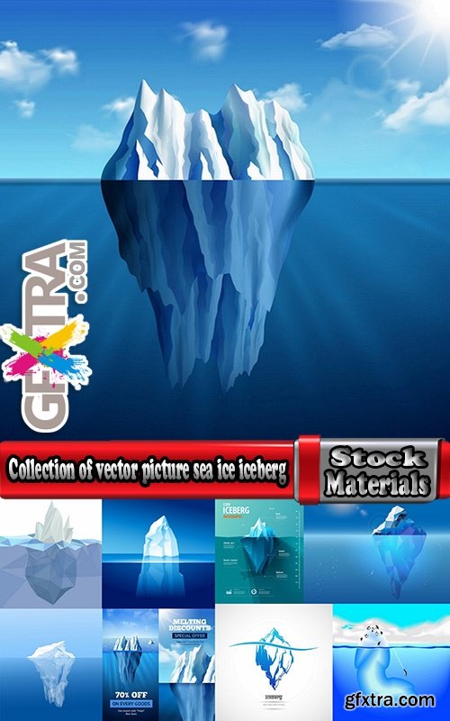 Collection of vector picture sea ice iceberg infographics 25 EPS