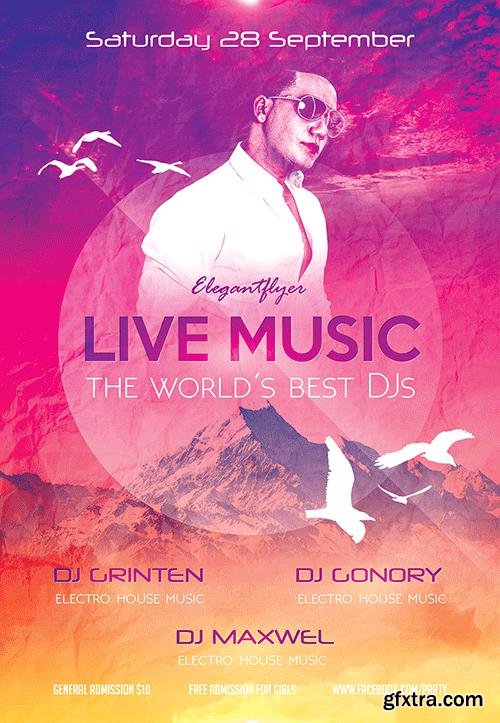 Live Music Flyer PSD Template + Facebook Cover