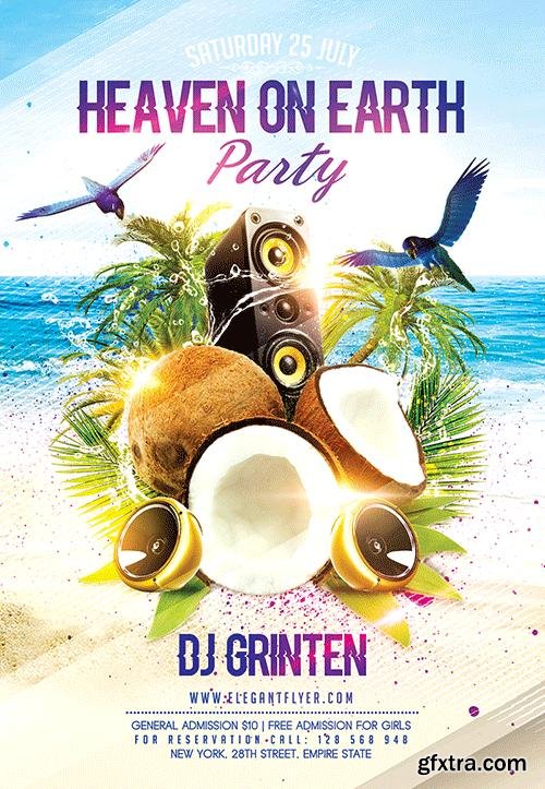 Heaven on Earth Party Flyer PSD Template + Facebook Cover