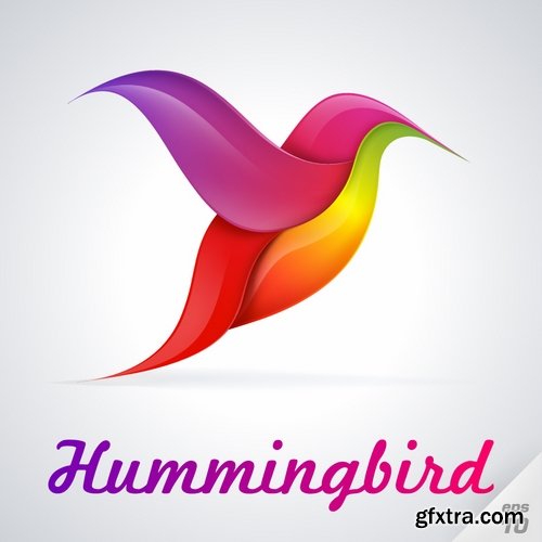 Collection of vector image bird hummingbird icon abstract wing 25 EPS