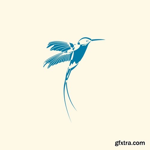 Collection of vector image bird hummingbird icon abstract wing 25 EPS