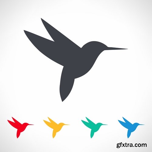 Collection of vector image bird hummingbird icon abstract wing 25 EPS