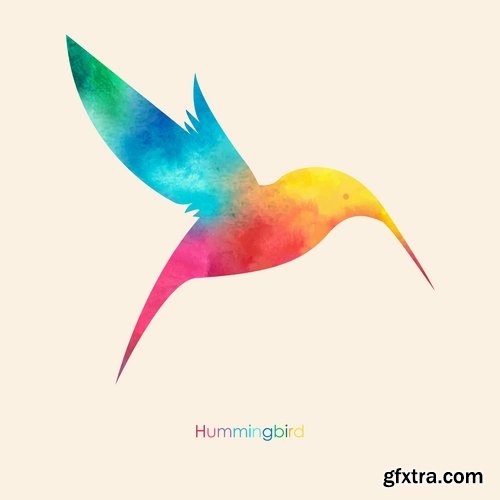 Collection of vector image bird hummingbird icon abstract wing 25 EPS