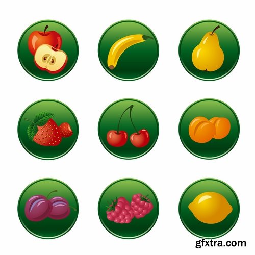 Collection of vector illustration picture painted icon different food items #2-25 Eps