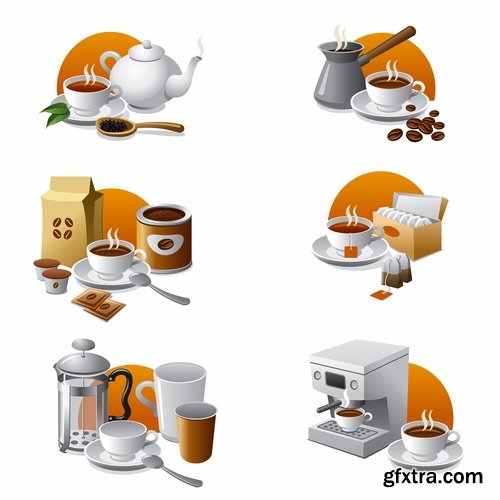 Collection of vector illustration picture painted icon different food items #2-25 Eps