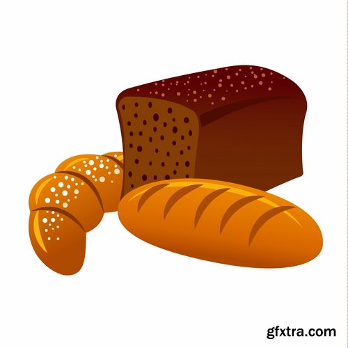 Collection of vector illustration picture painted icon different food items #2-25 Eps