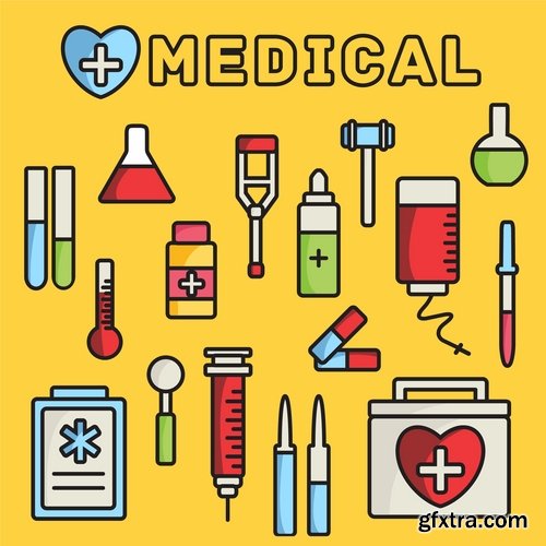 Collection of picture vector medical icon medical tool infographics 25 EPS