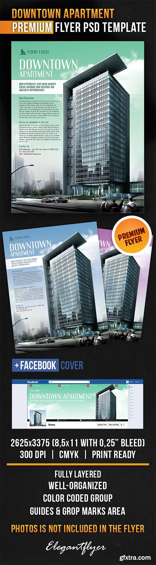 Downtown Apartment Flyer PSD Template + Facebook Cover