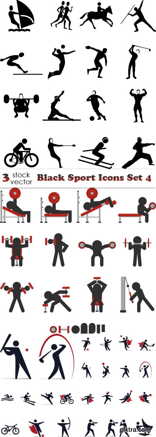 Vectors - Black Sport Icons Set 4