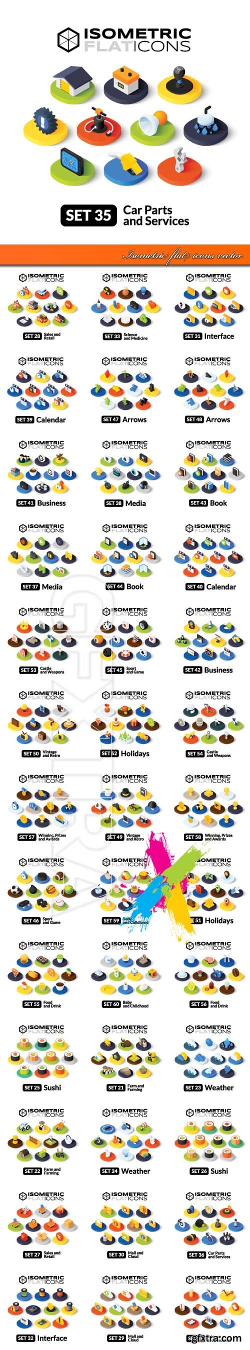 Isometric flat icons vector