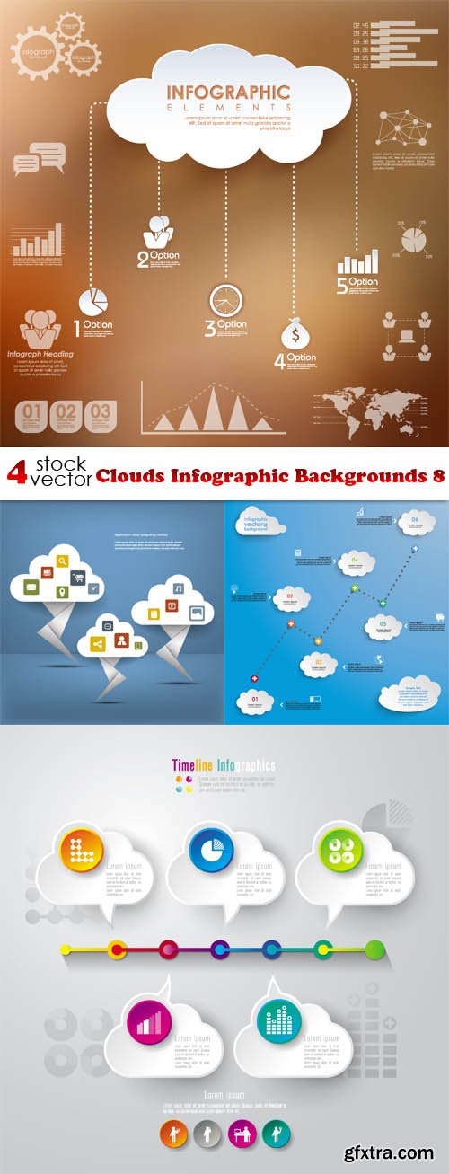 Vectors - Clouds Infographic Backgrounds 8