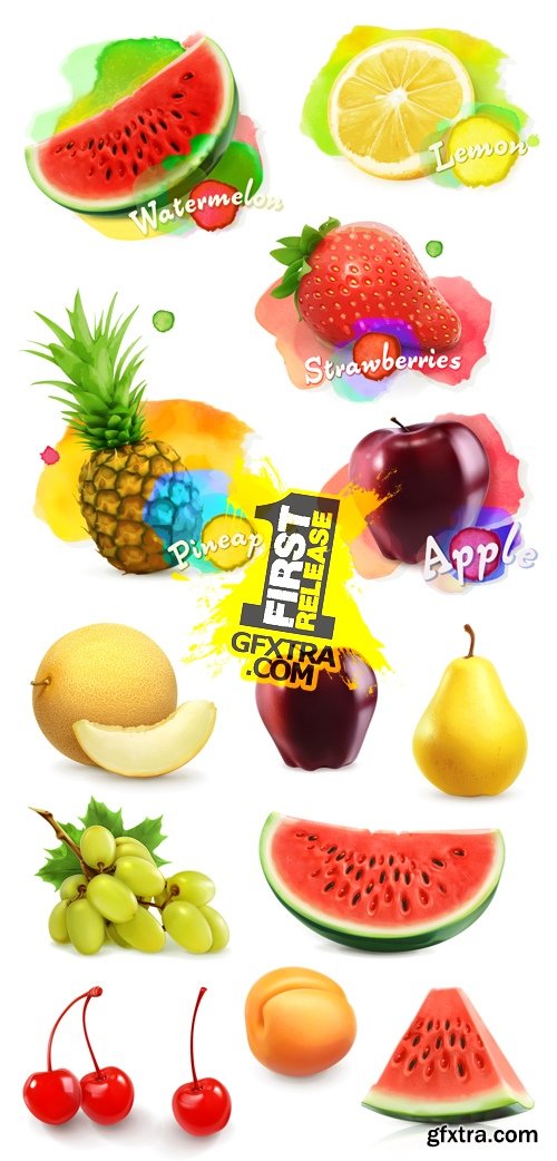 Fruits Icons Isolated Vector