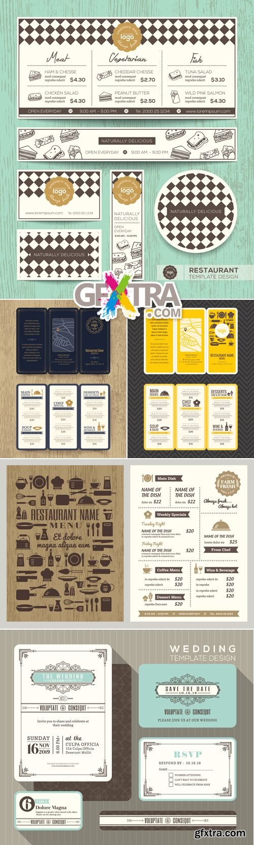 Vintage Menu Templates Vector 3