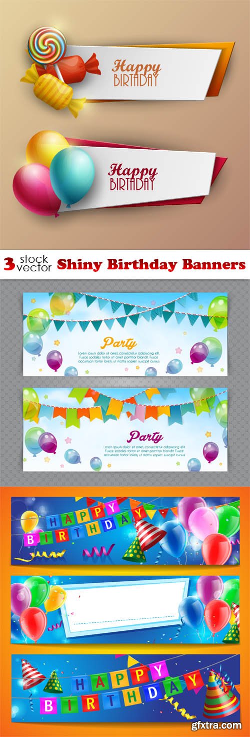 Vectors - Shiny Birthday Banners