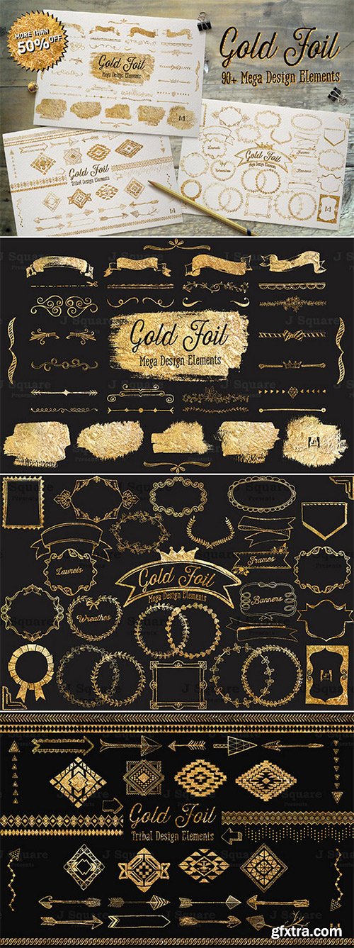 CM - Gold Foil Mega Vector DesignElement 128012