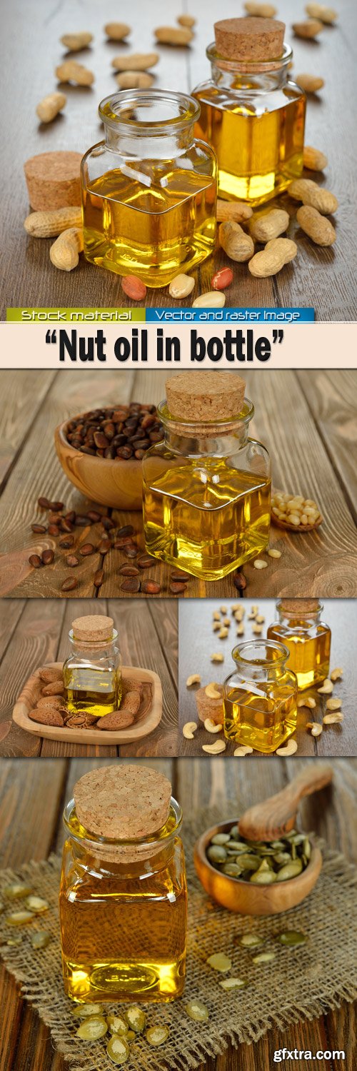 Nut oil in a glass small bottle