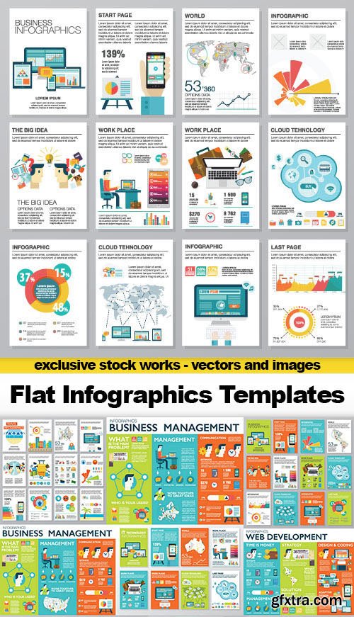 Flat Infographics Templates, 25x EPS