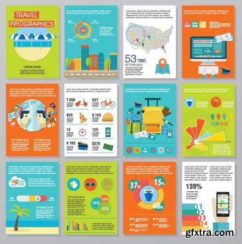 Flat Infographics Templates, 25x EPS