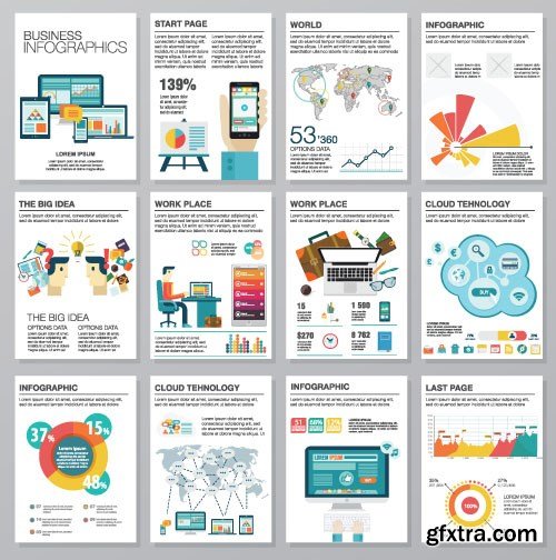 Flat Infographics Templates, 25x EPS