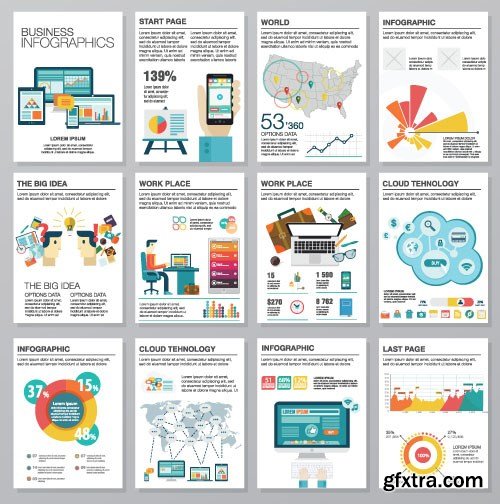 Flat Infographics Templates, 25x EPS