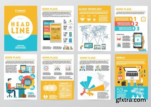 Flat Infographics Templates, 25x EPS