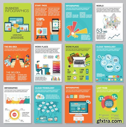 Flat Infographics Templates, 25x EPS